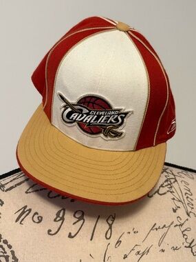 Authentic Vintage Cleveland Cavaliers Red and Gold Team Logo Fitted Cap/Hat